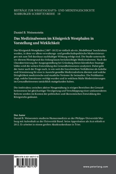 Produktbild: Das Medizinalwesen im K&ouml;nigreich Westphalen in Vorstellung und Wirklichkeit