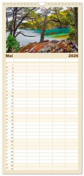 Produktbild: Familienplaner 2026 - Patagonien, Tierra del Fuego: Am Rand der Welt mit 5 Spalten (Wandkalender, 21 x 45 cm) CALVENDO