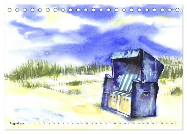 Produktbild: Komm mit ans Meer &ndash; Aquarelle (Tischkalender 2026 DIN A5 quer), CALVENDO Monatskalender