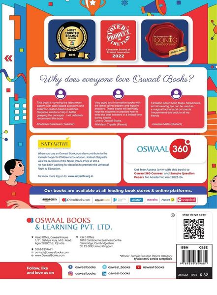 Produktbild: Oswaal CBSE Chapterwise Solved Papers 2023-2014 Geography Class 12th (2024 Exam)