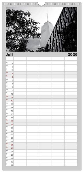 Produktbild: Familienplaner 2026 - New York in schwarz weiss mit 5 Spalten (Wandkalender, 21 x 45 cm) CALVENDO