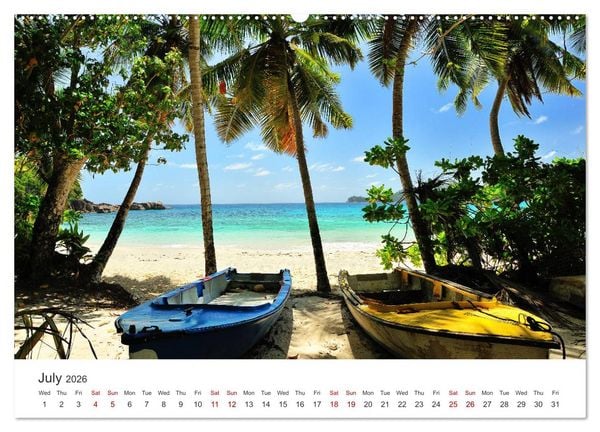 Produktbild: Dreamy Beaches of the Seychelles (High Quality Premium Wall Calendar 2026 DIN A2 landscape),CALVENDO 12 Month Wall Calendar