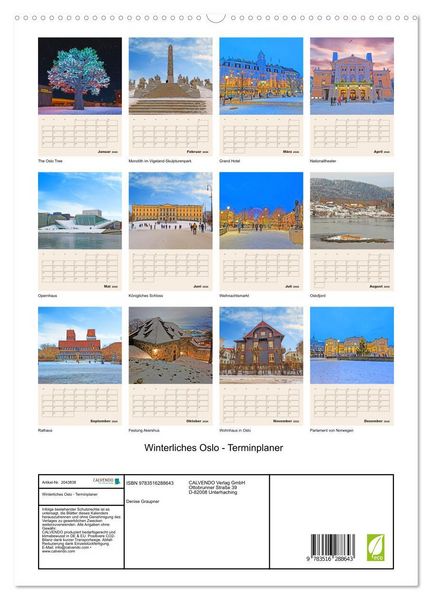 Produktbild: Winterliches Oslo - Terminplaner (hochwertiger Premium Wandkalender 2026 DIN A2 hoch), Kunstdruck in Hochglanz