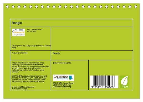 Produktbild: Beagle (Tischkalender 2026 DIN A5 quer), CALVENDO Monatskalender