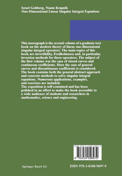 Produktbild: One-Dimensional Linear Singular Integral Equations