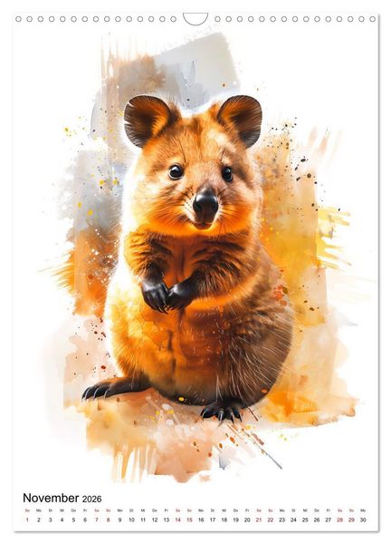 Produktbild: Australiens Tiere - Illustriert in Wasserfarben (Wandkalender 2026 DIN A3 hoch), CALVENDO Monatskalender