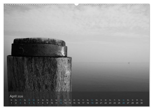 Produktbild: Seest&uuml;cke. Schwarzwei&szlig;e Nordseeimpressionen 2026 (hochwertiger Premium Wandkalender 2026 DIN A2 quer), Kunstdruck in Hochglanz