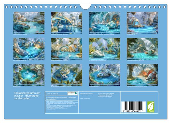 Produktbild: Fantasiekreaturen am Wasser - Biomorphe Landschaften (Wandkalender 2026 DIN A4 quer), CALVENDO Monatskalender
