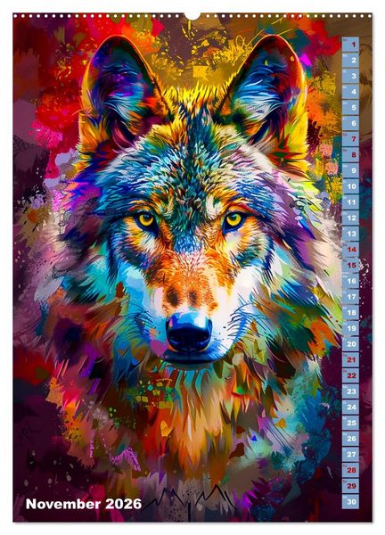 Produktbild: Farbenpracht - Bunte Tierportr&auml;ts (hochwertiger Premium Wandkalender 2026 DIN A2 hoch), Kunstdruck in Hochglanz
