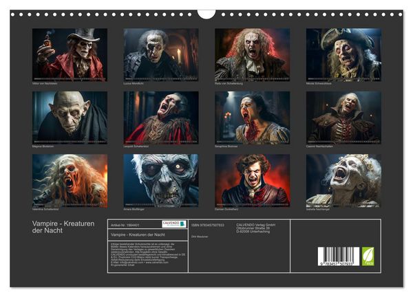 Produktbild: Vampire - Kreaturen der Nacht (Wandkalender 2026 DIN A3 quer), CALVENDO Monatskalender