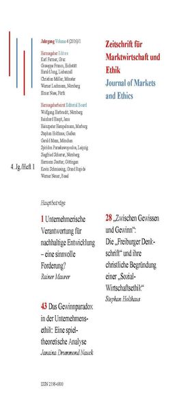 Produktbild: Unternehmerische Verantwortung f&uuml;r nachhaltige Entwicklung - eine sinnvolle Forderung? "Zwischen Gewissen und Gewinn": Die "Freiburger Denkschrift" un