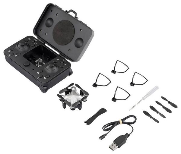 Produktbild: Reely Suitcase mini drone Quadrocopter RtF Einsteiger, Kameraflug Silber-Schwarz