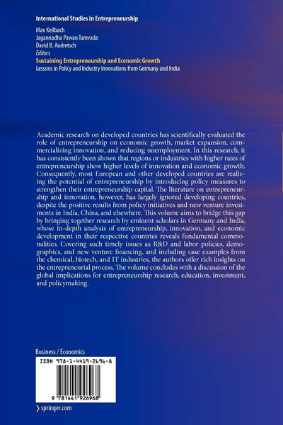 Produktbild: Sustaining Entrepreneurship and Economic Growth