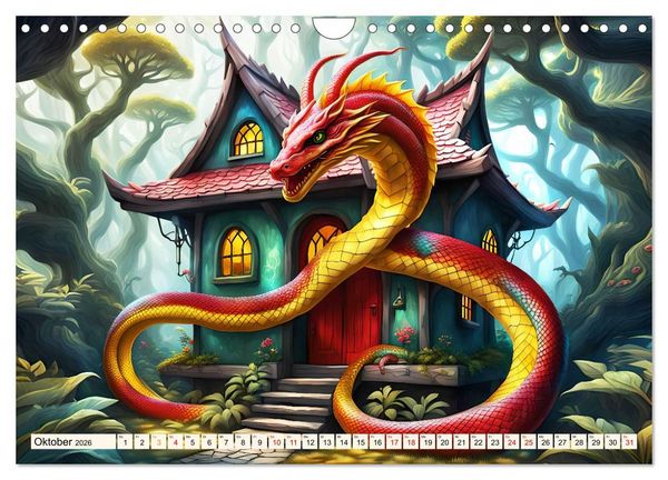 Produktbild: Drachenschlangen W&auml;chter (Wandkalender 2026 DIN A4 quer), CALVENDO Monatskalender