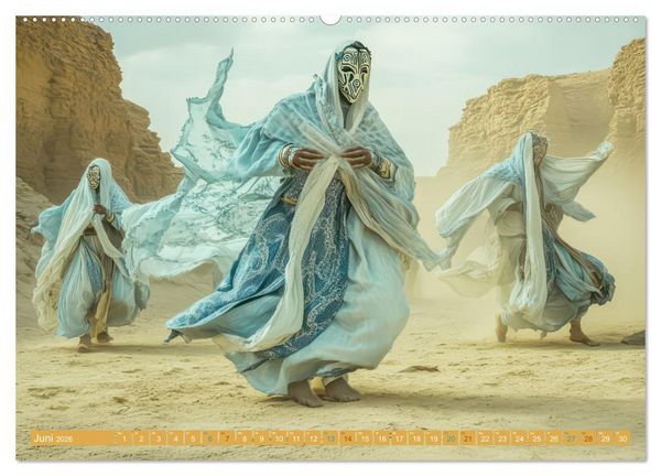 Produktbild: W&uuml;stenmusikanten und W&uuml;stent&auml;nzer - Surreale Impressionen (Wandkalender 2026 DIN A2 quer), CALVENDO Monatskalender