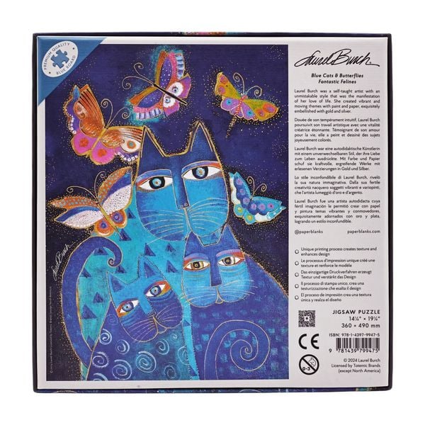 Produktbild: Puzzle, Katzen in Blau mit Schmetterlingen, 500 Teile