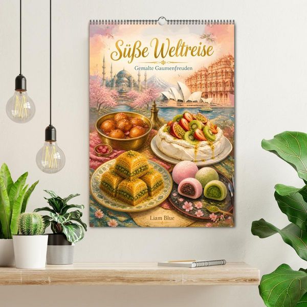 Produktbild: S&uuml;&szlig;e Weltreise - Gemalte Gaumenfreuden (Wandkalender 2027 DIN A2 hoch), CALVENDO Monatskalender