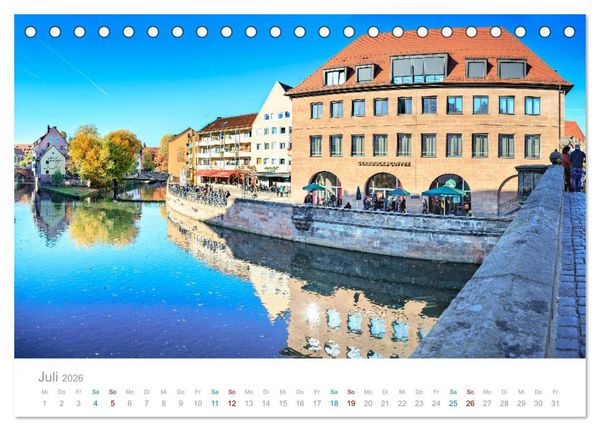 Produktbild: N&uuml;rnberg - Stadt der Br&uuml;cken und Geschichte (Tischkalender 2026 DIN A5 quer), CALVENDO Monatskalender
