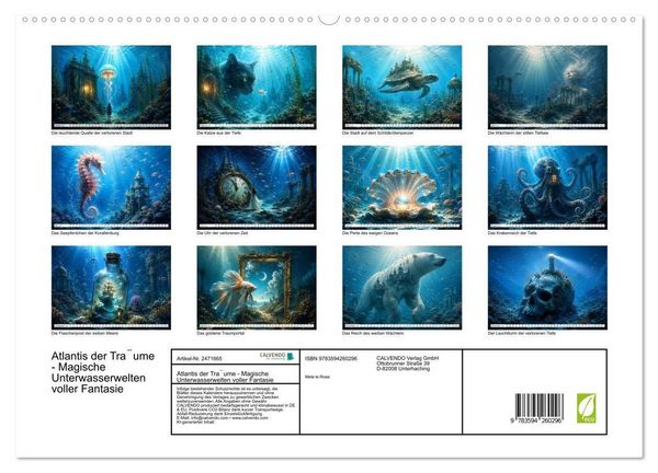 Produktbild: Atlantis der Träume - Magische Unterwasserwelten voller Fantasie (hochwertiger Premium Wandkalender 2027 DIN A2 quer), Kunstdruck in Hochglanz