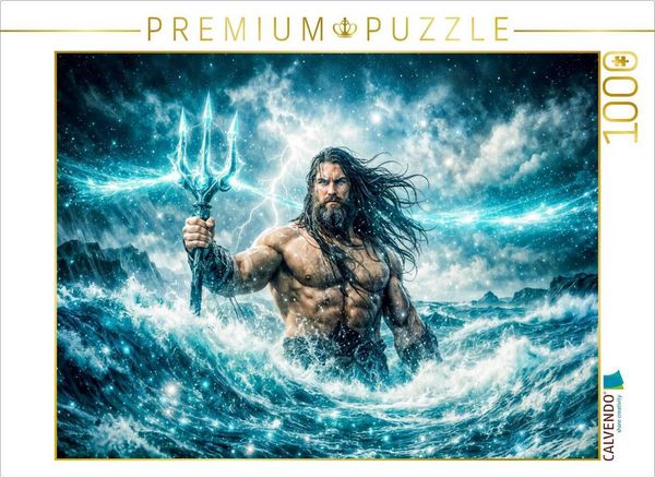 CALVENDO Puzzle Wassermann - Herr der Wellen mit dem Dreizack | 1000 Teile Lege-Größe 64x48cm Foto-Puzzle für glückliche Stunden