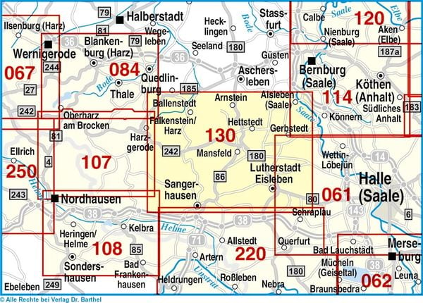 Produktbild: &Ouml;stliches Harzvorland - Mansfeld, Hettstedt, Lutherstadt Eisleben 1 : 50 000. Radwander- und Wanderkarte