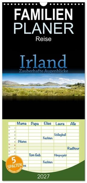 Produktbild: Familienplaner 2027 - Irland - Zauberhafte Augenblicke mit 5 Spalten (Wandkalender, 21 x 45 cm) CALVENDO