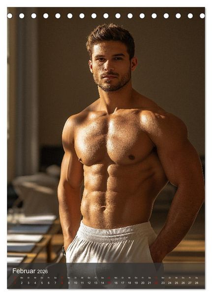 Produktbild: SEXY M&Auml;NNER - Muskeln im M&auml;nnerkalender (Tischkalender 2026 DIN A5 hoch), CALVENDO Monatskalender