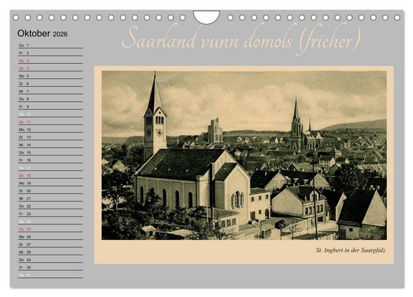 Produktbild: Saarland - vunn domols (frieher) (Wandkalender 2026 DIN A4 quer), CALVENDO Monatskalender