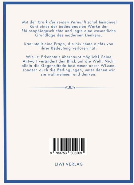 Produktbild: Immanuel Kant: Kritik der reinen Vernunft. Neuausgabe
