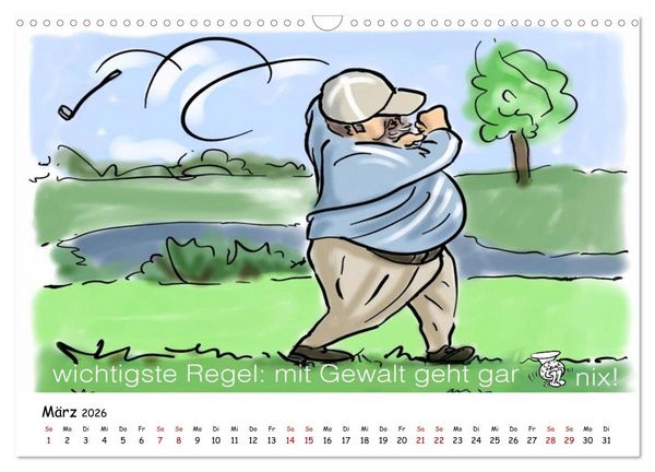 Produktbild: Golfkalender f&uuml;r Anf&auml;nger und alle die Spa&szlig; am Golfen haben (Wandkalender 2026 DIN A3 quer), CALVENDO Monatskalender