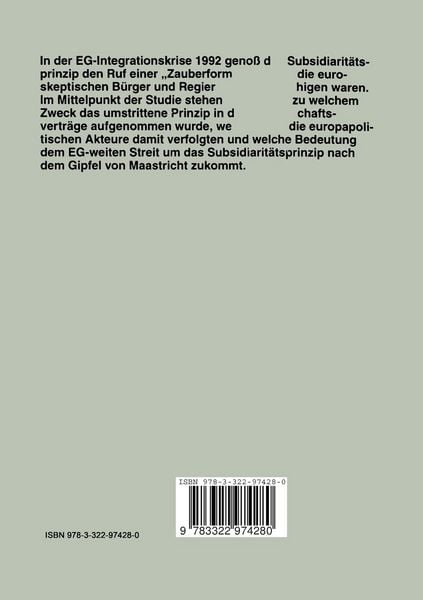 Produktbild: Subsidiarit&auml;tsprinzip und EU-Gemeinschaftsordnung