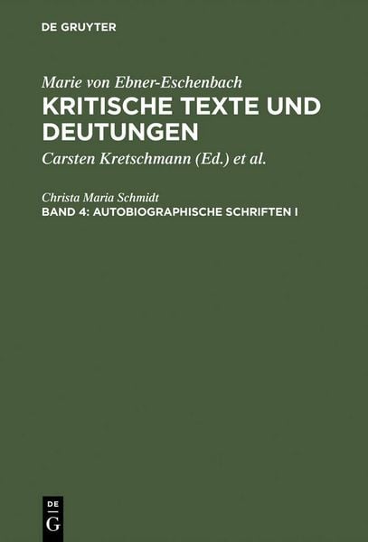 Produktbild: Autobiographische Schriften I