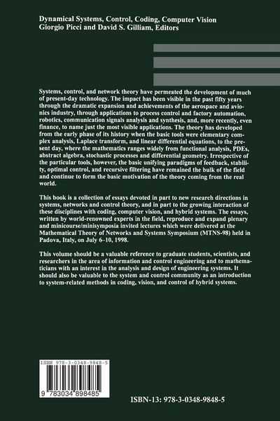 Produktbild: Dynamical Systems, Control, Coding, Computer Vision