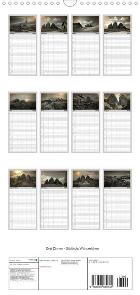 Produktbild: Drei Zinnen - S&uuml;dtirols Wahrzeichen - Familienplaner hoch (Wandkalender 2022 , 21 cm x 45 cm, hoch)