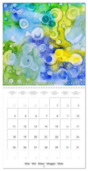 Produktbild: Emerald Waves - Watercolour experiments in green and blue (Wall Calendar 2026 12 &times; 12 Inch) CALVENDO 12 Month Wall Calendar