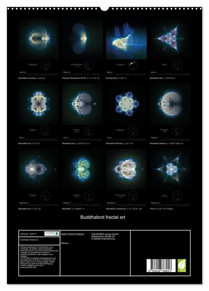 Produktbild: Buddhabrot fractal art (hochwertiger Premium Wandkalender 2027 DIN A2 hoch), Kunstdruck in Hochglanz