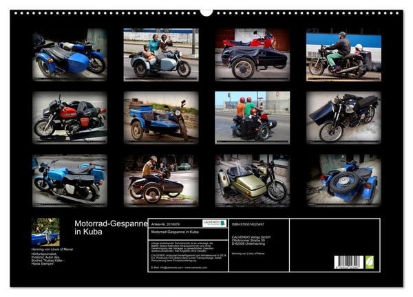 Produktbild: Motorrad-Gespanne in Kuba (Wandkalender 2026 DIN A2 quer), CALVENDO Monatskalender