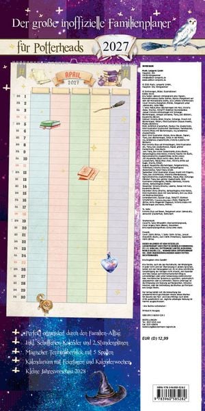 Produktbild: Der gro&szlig;e inoffizielle Familienplaner f&uuml;r Potterheads Kalender 2027