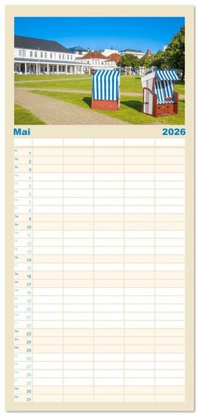 Produktbild: Familienplaner 2026 - Norderney Sehnsuchtskalender mit 5 Spalten (Wandkalender, 21 x 45 cm) CALVENDO