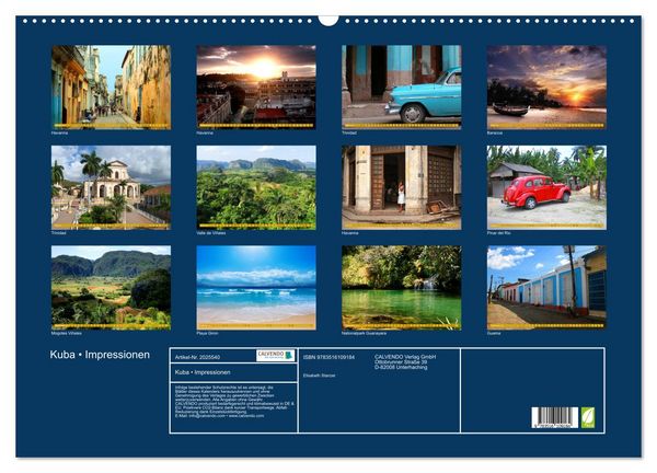 Produktbild: Kuba &bull; Impressionen (Wandkalender 2026 DIN A2 quer), CALVENDO Monatskalender