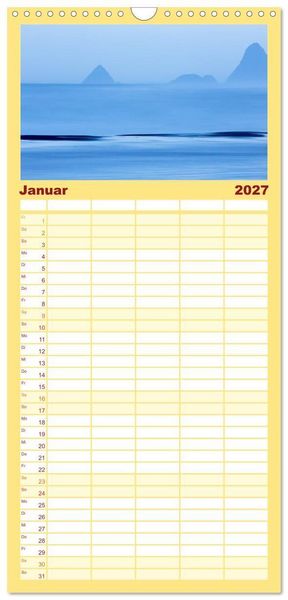 Produktbild: Familienplaner 2027 - Neuseeland - ein Naturparadies mit 5 Spalten (Wandkalender, 21 x 45 cm) CALVENDO
