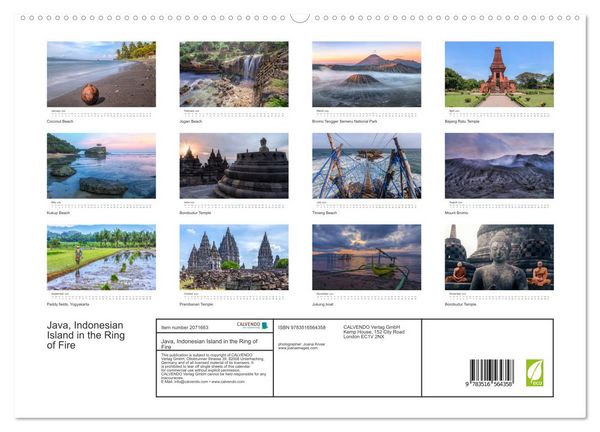 Produktbild: Java, Indonesian Island in the Ring of Fire (High Quality Premium Wall Calendar 2026 DIN A2 landscape),CALVENDO 12 Month Wall Calendar