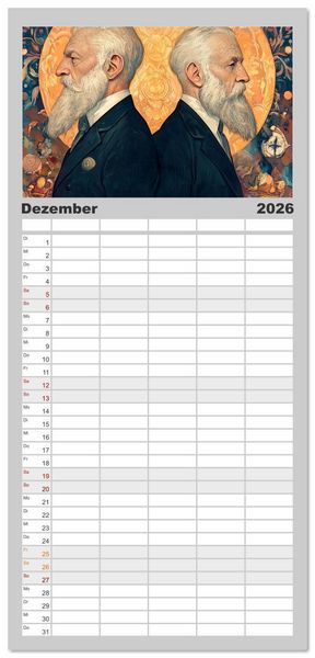 Produktbild: Familienplaner 2026 - Im Stil des Art Nouveau mit 5 Spalten (Wandkalender, 21 x 45 cm) CALVENDO