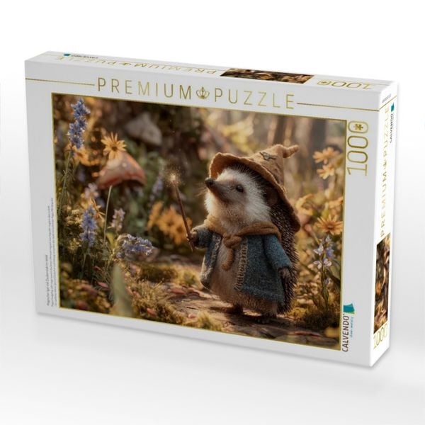 Produktbild: CALVENDO Puzzle Magischer Igel mit Zauberstab im Wald | 1000 Teile Lege-Gr&ouml;&szlig;e 64x48cm Foto-Puzzle f&uuml;r gl&uuml;ckliche Stunden
