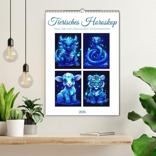 Produktbild: Tierisches Horoskop (Wandkalender 2026 DIN A2 hoch), CALVENDO Monatskalender