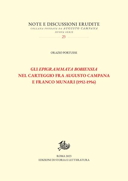 Produktbild: Gli Epigrammata Bobiensia nel carteggio fra Augusto Campana e Franco Munari (1952-1956)