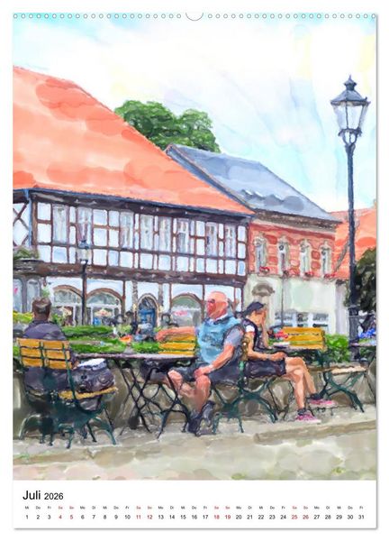 Produktbild: Tangerm&uuml;nde - Illustrationen der Stadt an der Elbe (Wandkalender 2026 DIN A2 hoch), CALVENDO Monatskalender