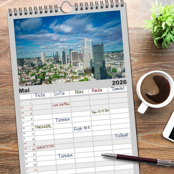 Produktbild: Familienplaner 2026 - Frankfurt am Main mit 5 Spalten (Wandkalender, 21 x 45 cm) CALVENDO