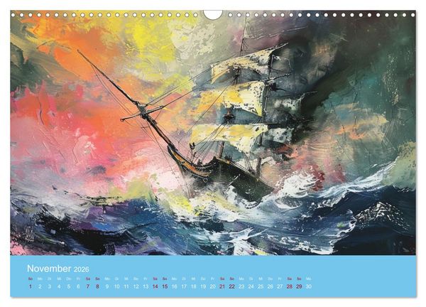 Produktbild: Das trunkene Schiff mit Bildern im William Turner-Stil (Wandkalender 2026 DIN A3 quer), CALVENDO Monatskalender