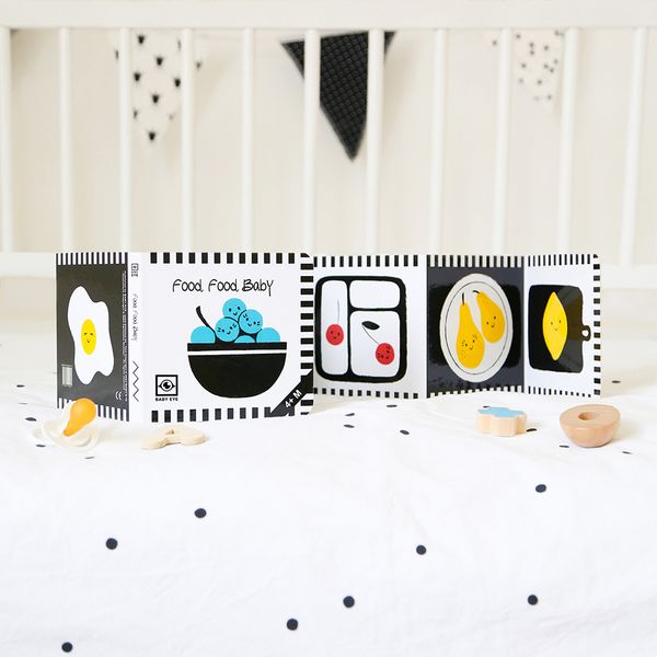 Produktbild: Food, Food, Baby: Kontrastreiches Faltbuch f&uuml;r Babys &middot; Kontrastbuch angepasst an Babyaugen &middot; Schwarz Wei&szlig; Prim&auml;rfarben Buch f&uuml;r Neugeborene &middot; Mein erstes Bilderbuch &middot; Montessori Buch